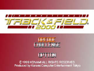 International Track and Field 2000 title screen for Playstation